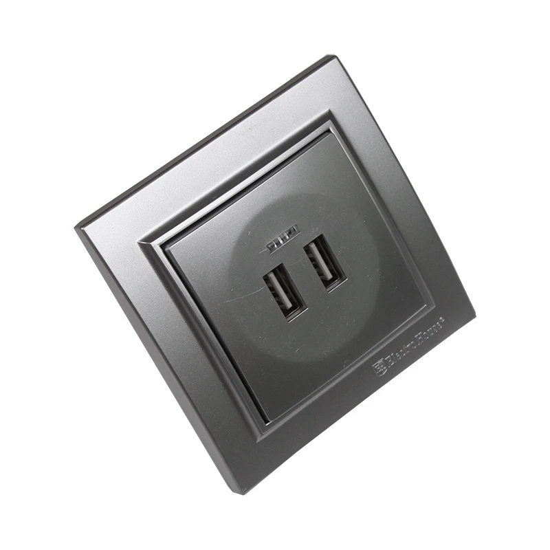 Встраиваемая розетка Enzo на 1x220V + 2xUSB, арт. EH-5320-ST, Серебряный камень