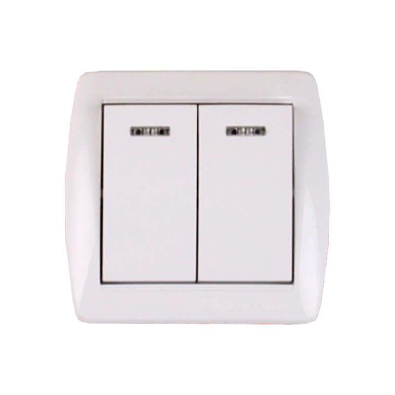 Выключатель двойной с подсветкой, белый