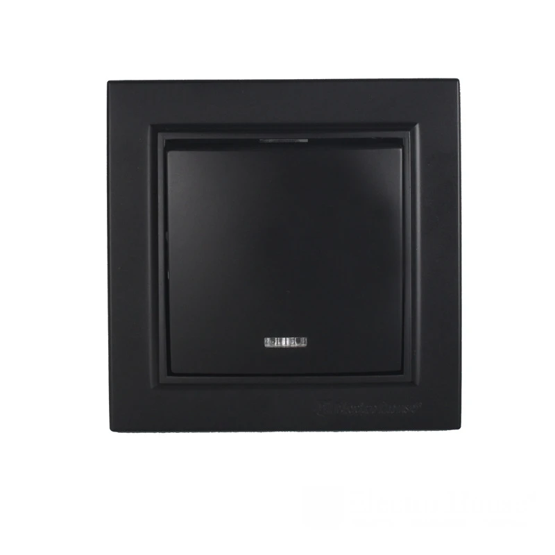 Выключатель одноклавишный с подсветкой, графитовый оттенок.