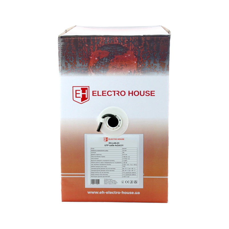 Сетевой кабель UTP cat5e 4х2х0,51 мм² CCA PE черный, наружный монтаж