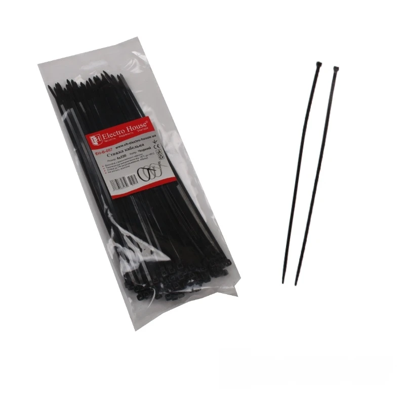 Стяжка кабельная 4х250 мм, 100 шт., черный