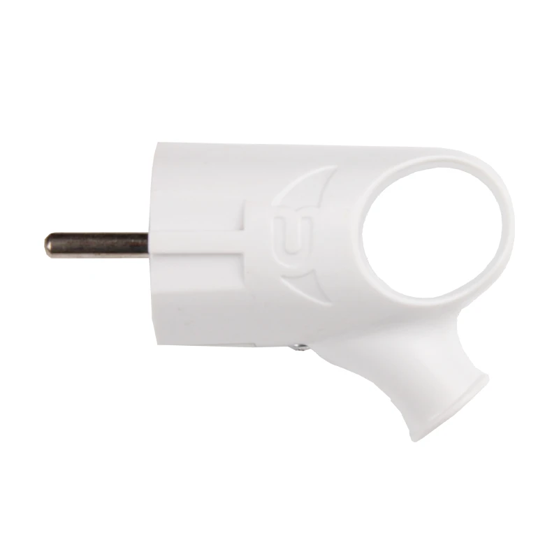 Вилка с заземлением угловая с ручкой, белый
