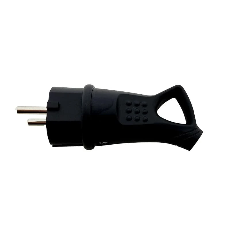Вилка с заземлением угловая с кольцом 45° каучук, черный - 2