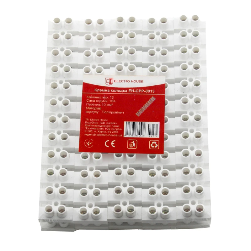 Клеммная колодка 10 мм² 10A, полипропилен