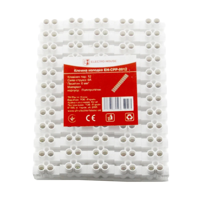 Клеммная колодка 6 мм² 6A, полипропилен
