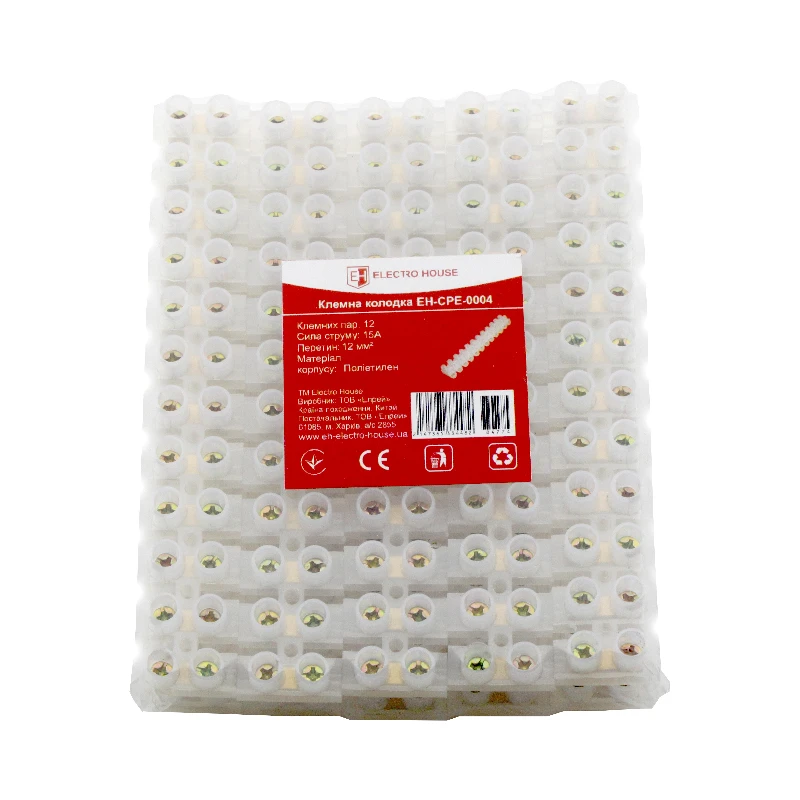 Клеммная колодка 16A 12 мм² полиэтилен винтовой зажим 16A 12 мм²