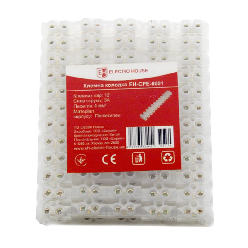 Клеммная колодка 4 мм² 3A, полиэтилен
