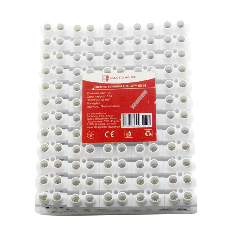 Клеммная колодка 15A 12 мм² полиэтилен, полиэтилен винтовой зажим