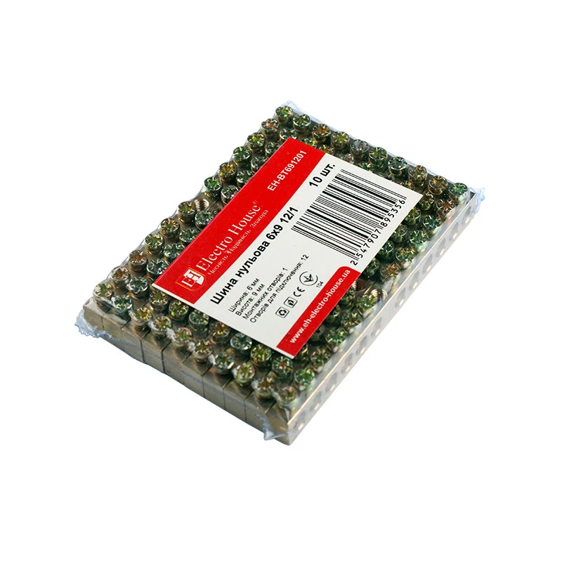 Шина нульова 6х9 мм²  12 /1, 1 отвір - 2