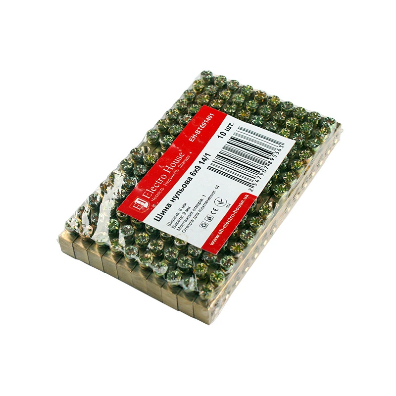 Шина нульова 6х9 мм²  14 /1, 1 отвір - 2