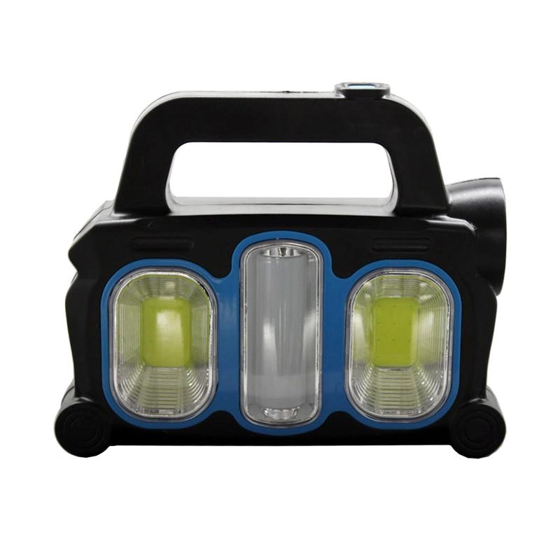 Фонарик с аккумулятором и солнечной батареей, синий