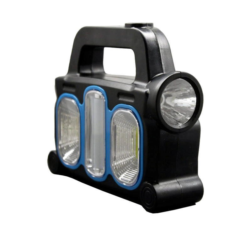 Фонарик с аккумулятором и солнечной батареей, синий - 2