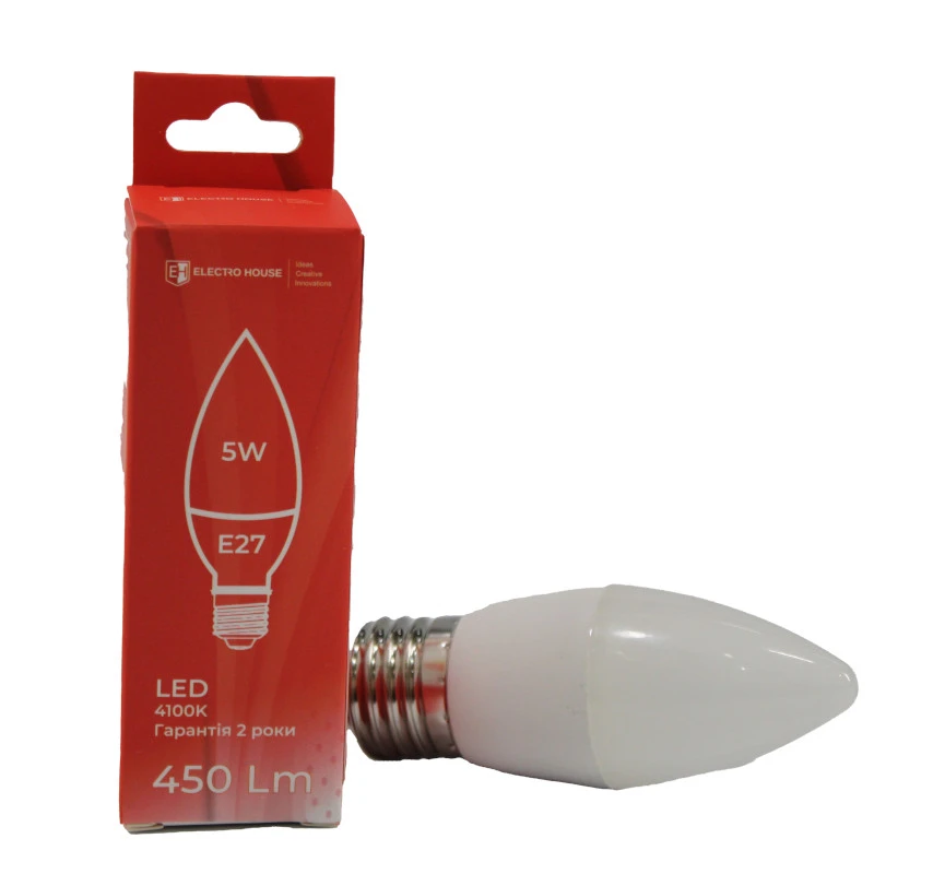 LED лампа С37 5Вт E27 4100К 450 Лм 165-265 В