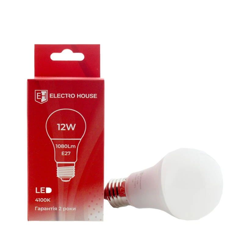LED лампа A60 12Вт E27 4100К 1080 Лм 180-260 В