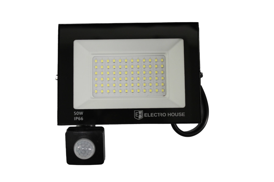 LED прожектор з датчиком руху  50Вт  5000 Лм  6500К   холодний білий  SMD2835