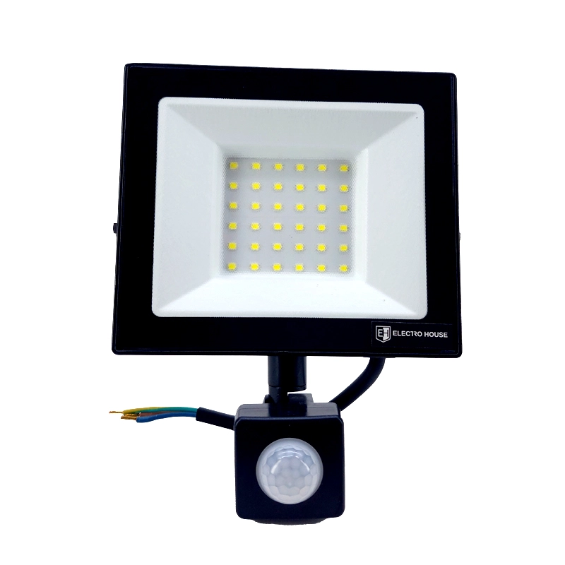 LED прожектор з датчиком руху 50Вт SMD5730, холодний білий 6500К, 4500 Лм