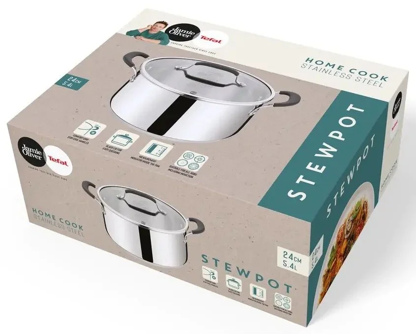 Каструля з кришкою Tefal Jamie Oliver Home Cook, 24см, 5.4л, нержавіюча сталь, силікон, скло - 8