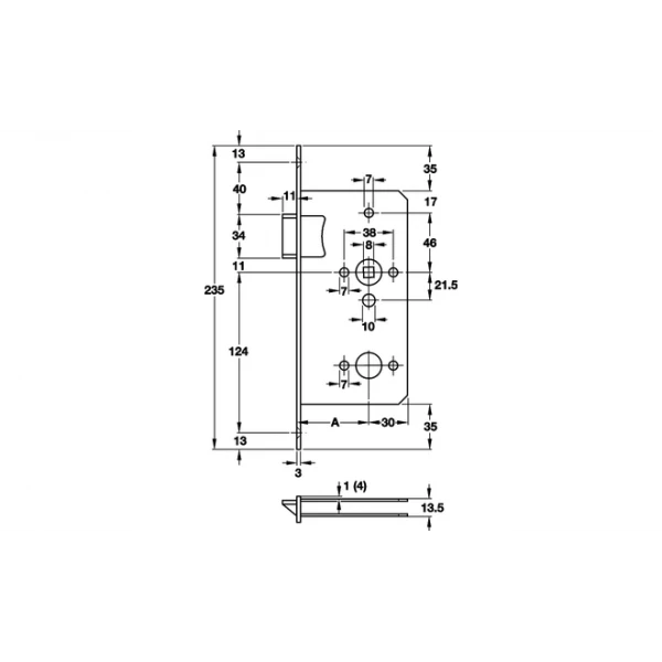Защелка Hafele 911.23.004 235мм планка 18 мм правая Серебро - 2