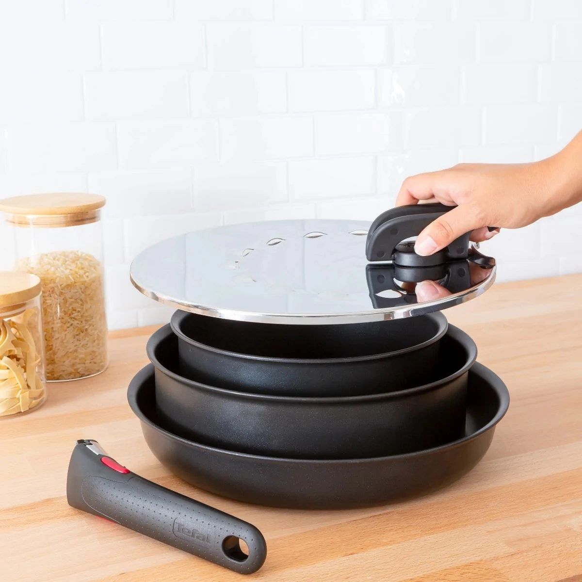 Кришка із захистом від розбризкування Tefal Ingenio, 20-28см, нержавіюча сталь, пластик - 4