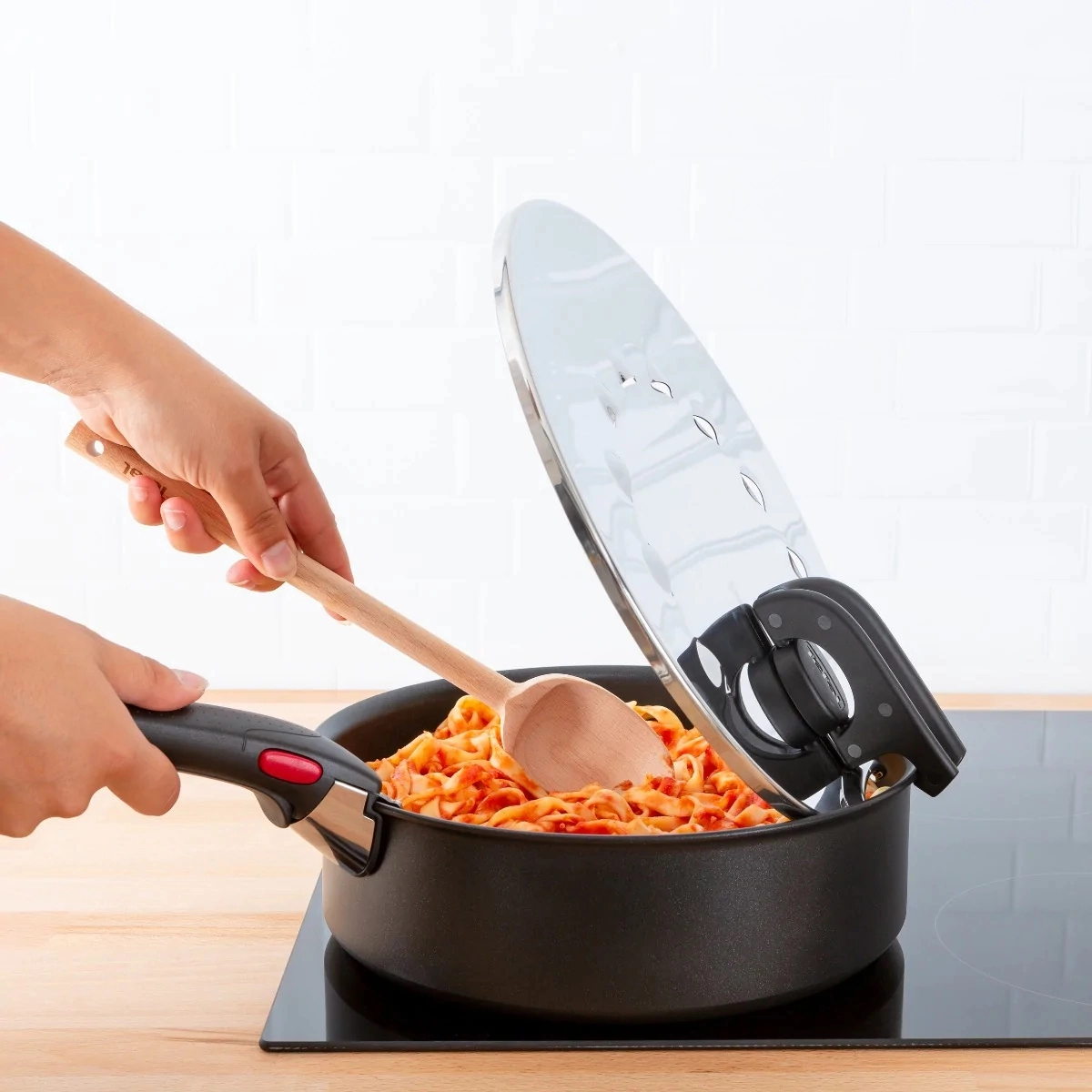Кришка із захистом від розбризкування Tefal Ingenio, 20-28см, нержавіюча сталь, пластик - 5