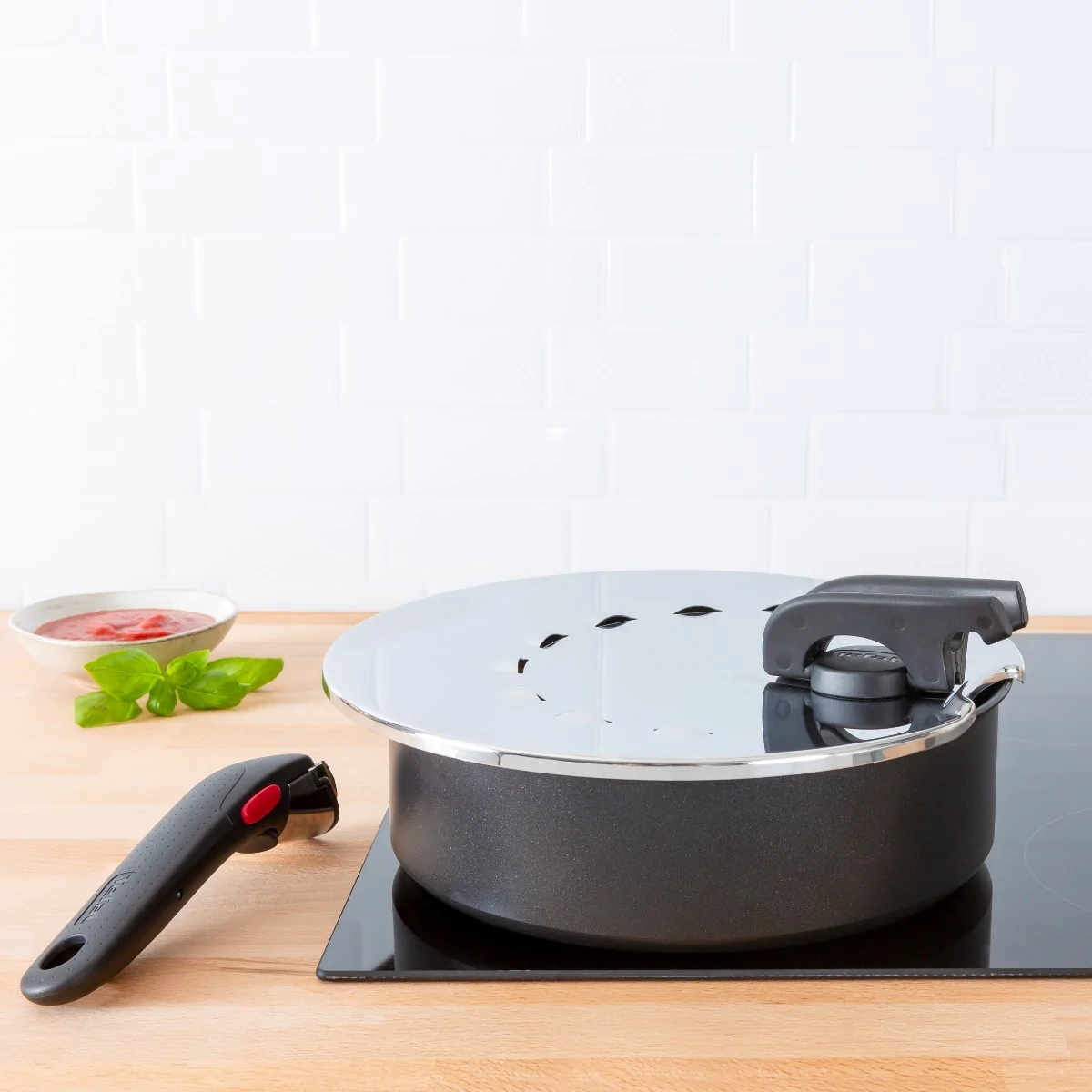 Кришка із захистом від розбризкування Tefal Ingenio, 20-28см, нержавіюча сталь, пластик - 7