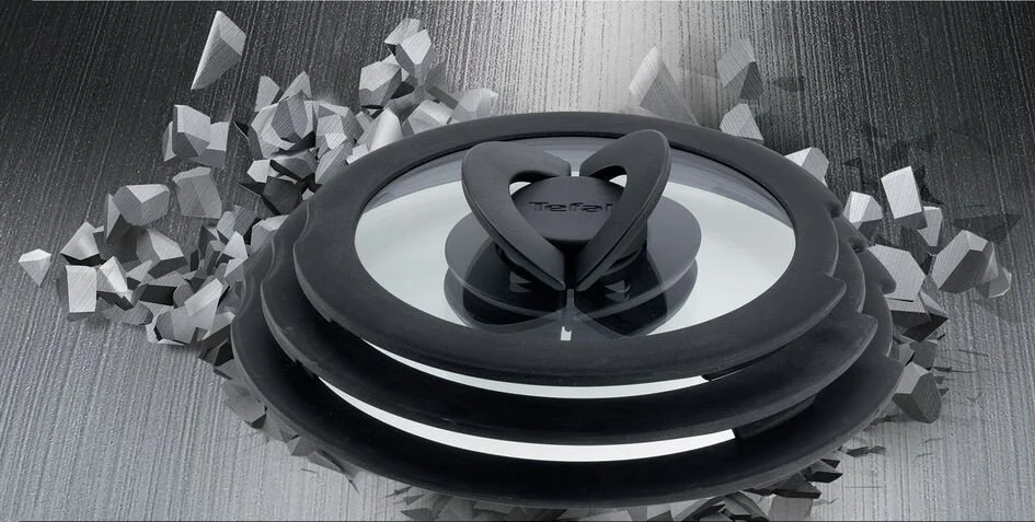 Кришка Tefal Ingenio 22см, скло, силікон, прозоро-чорний - 3