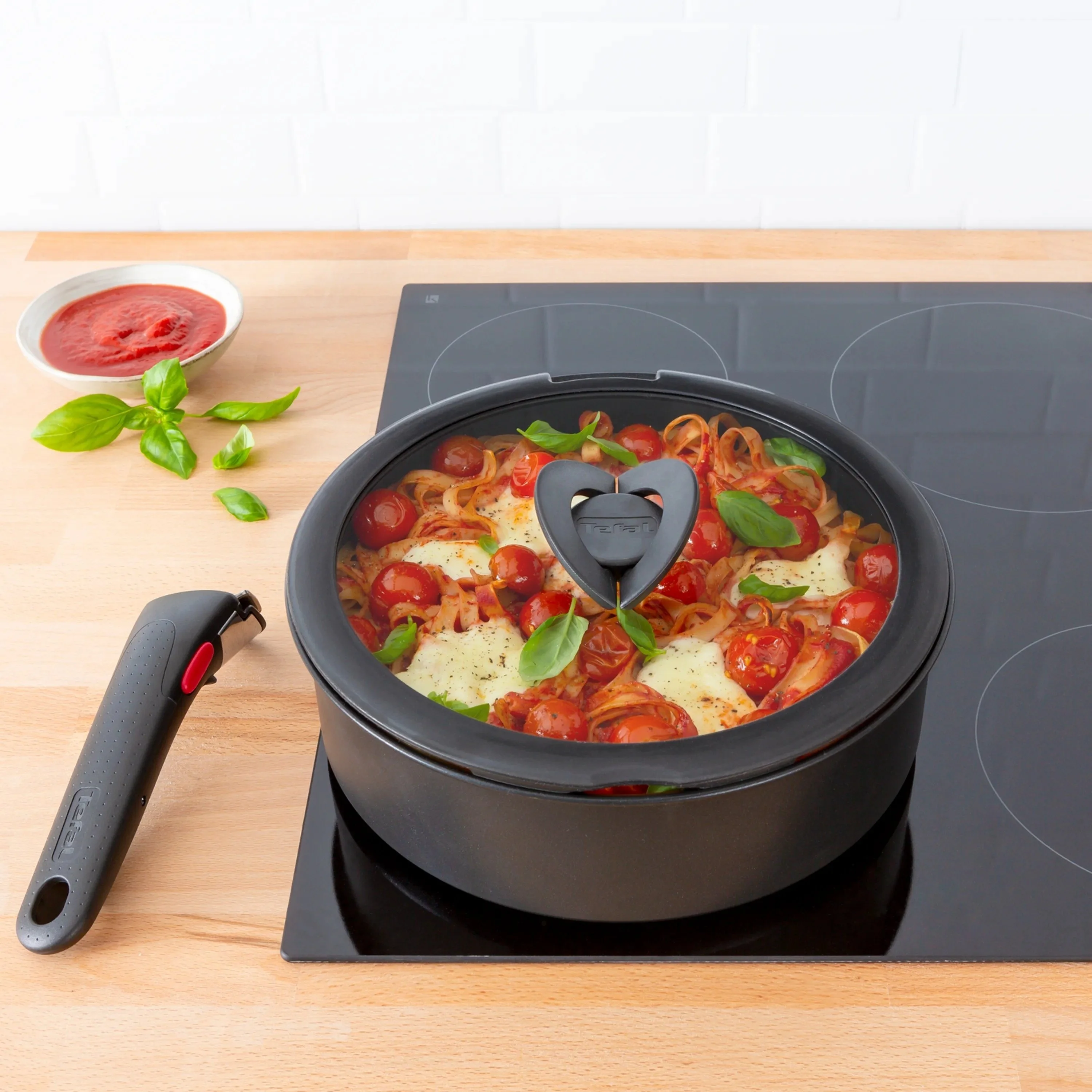 Кришка Tefal Ingenio 22см, скло, силікон, прозоро-чорний - 6