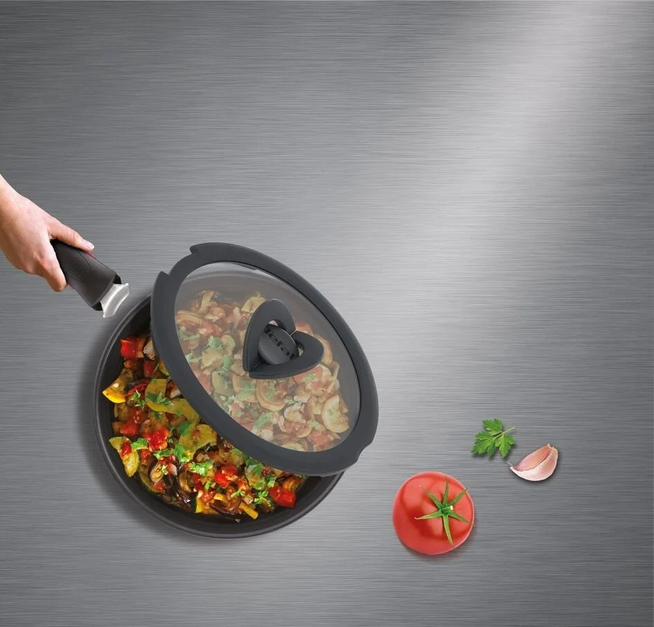 Кришка Tefal Ingenio 22см, скло, силікон, прозоро-чорний - 4
