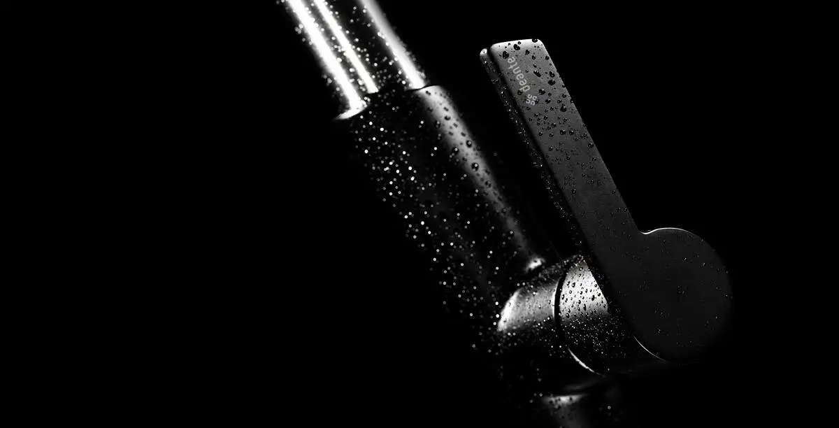 Змішувач для кухні Deante Silia, довжина виливу - 232мм, витяжний, 1важіль, чорний-сталь - 2