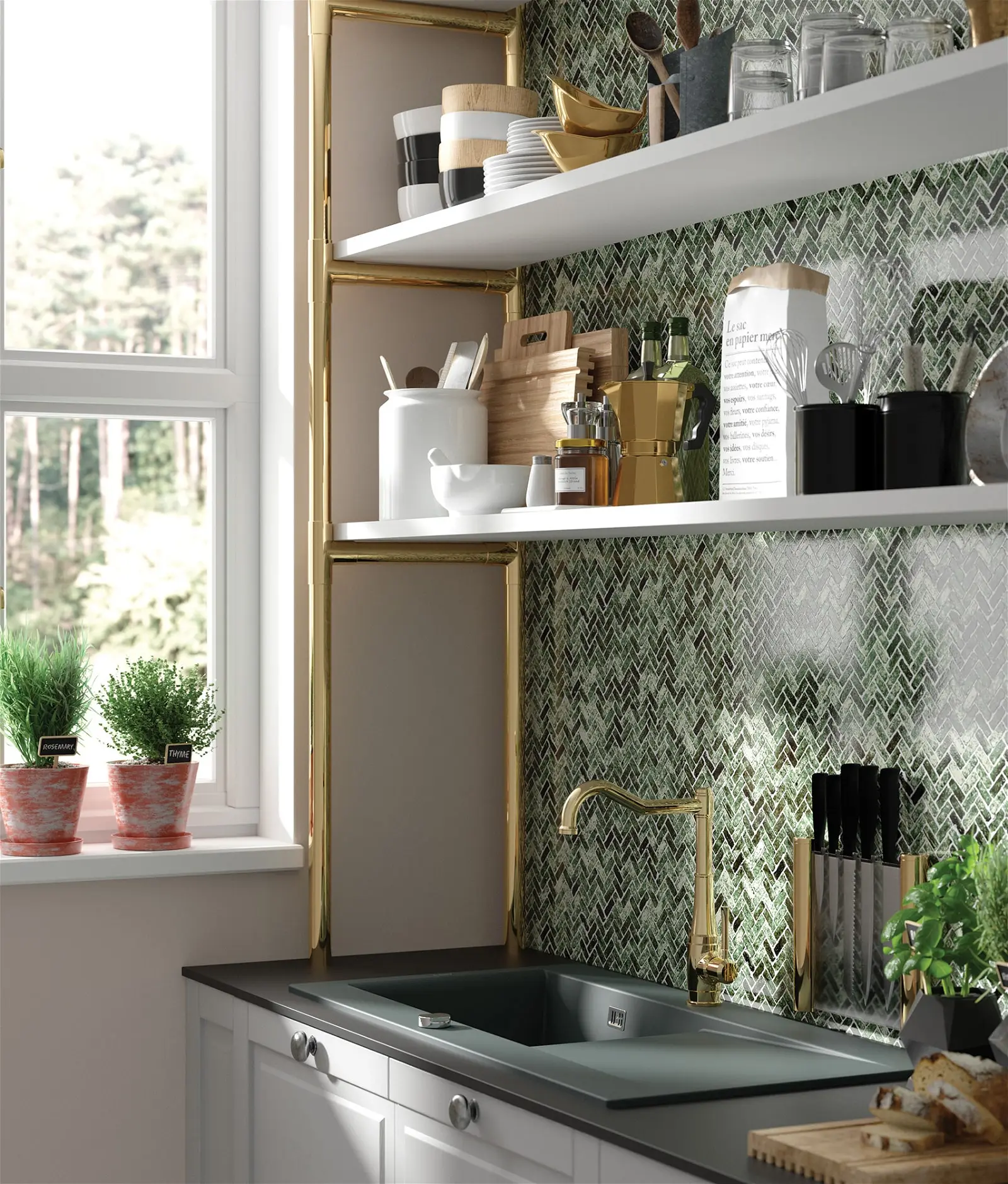 Змішувач для кухні Deante Tamizo,  довж, виливу - 225мм, поворотний, 1важіль, золотий - 3