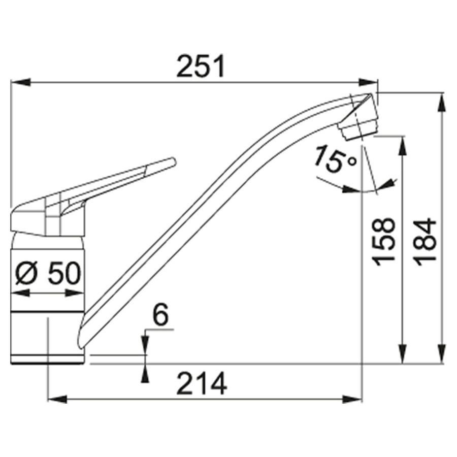 Змішувач для кухні Franke Novara Plus, довжина виливу - 251мм, поворотний, 1важіль, сахара - 2
