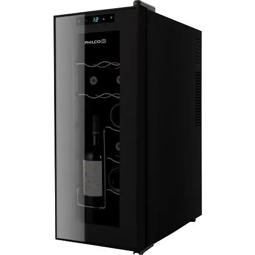 Холодильник Philco для вина, 63.8х25.2х50, холод.відд.-32л, зон - 1, бут-12, диспл, підсвітка, чорни
