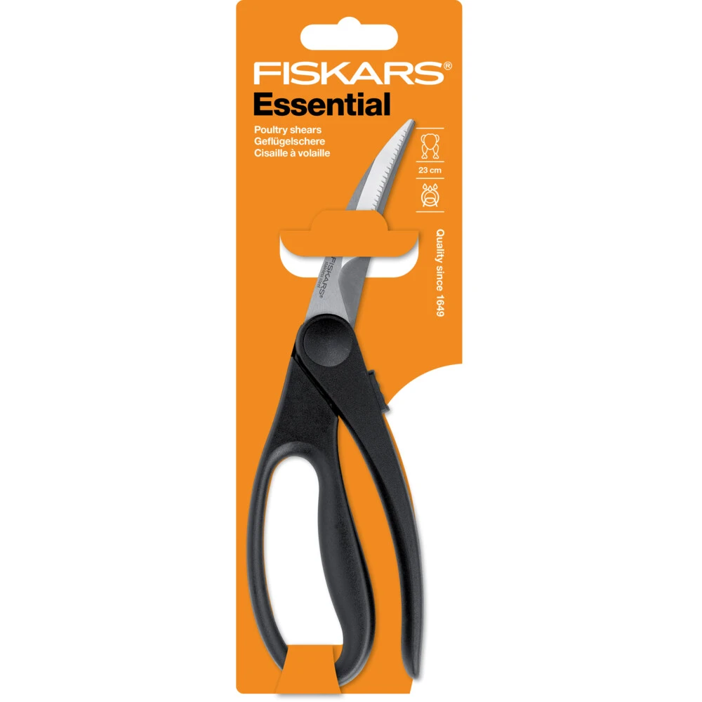 Ножиці кухонні для птиці Fiskars Essential, 23см, нержавіюча сталь, пластик, чорний - 2