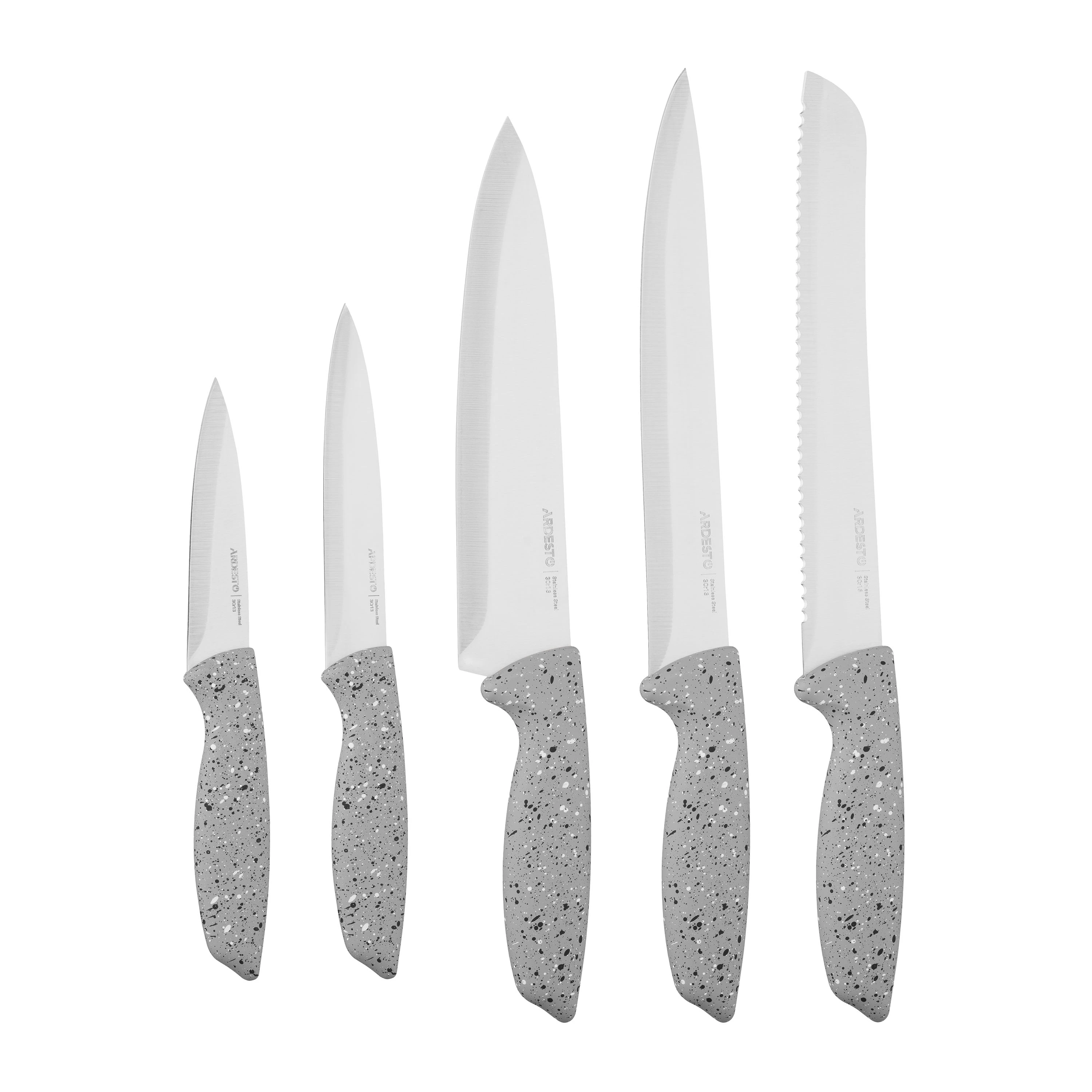 Набір ножів з блоком Ardesto Gemini, 6 предметів, нержавіюча сталь, пластик, сірий - 2
