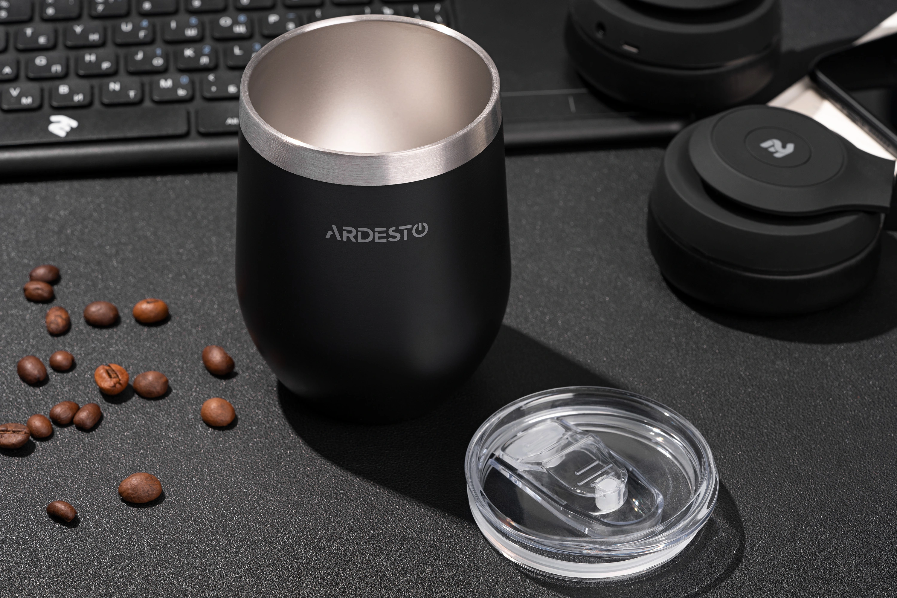 Термокухоль Ardesto Compact Mug, 350мл, нержавіюча сталь, чорний - 3