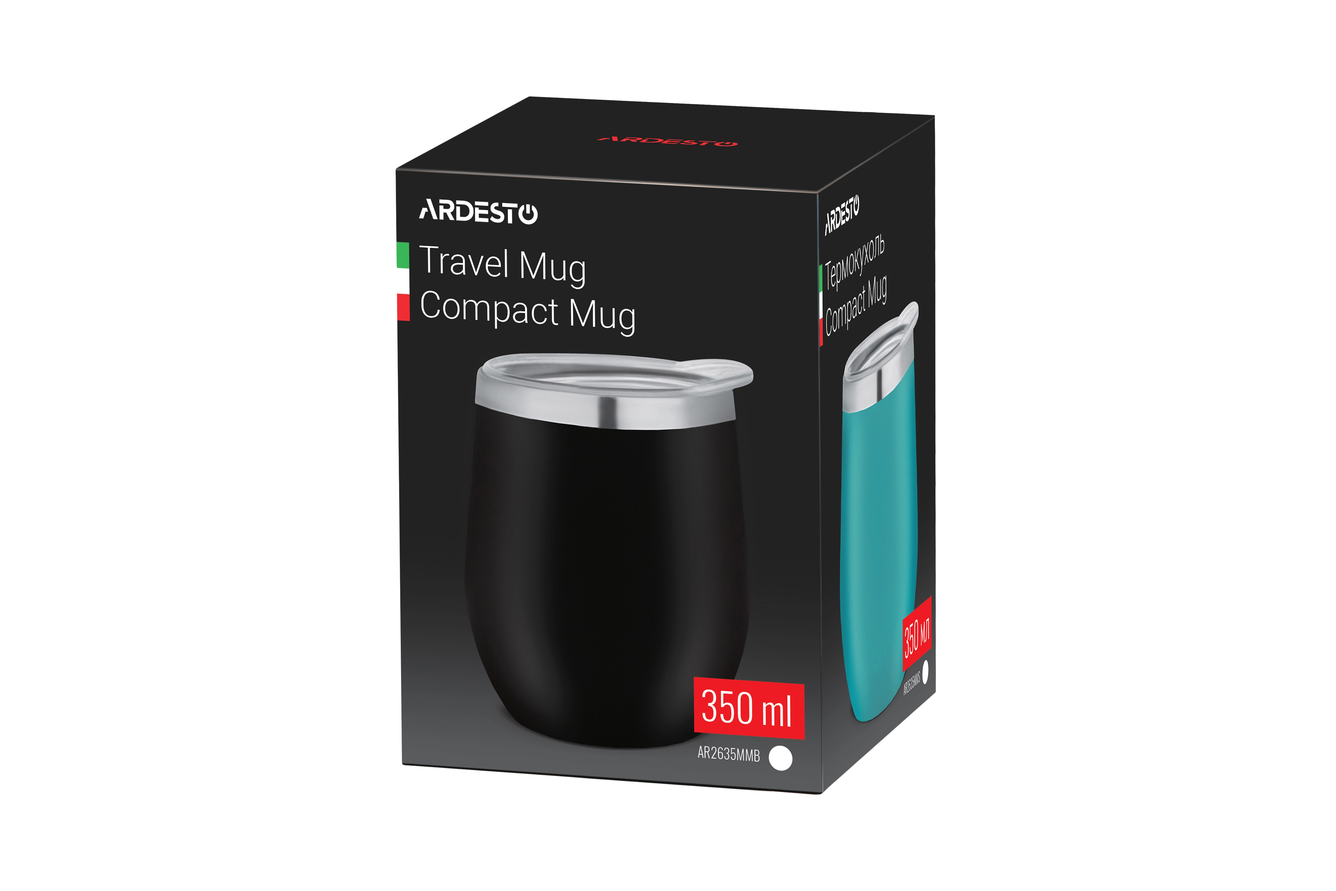 Термокухоль Ardesto Compact Mug, 350мл, нержавіюча сталь, чорний - 4