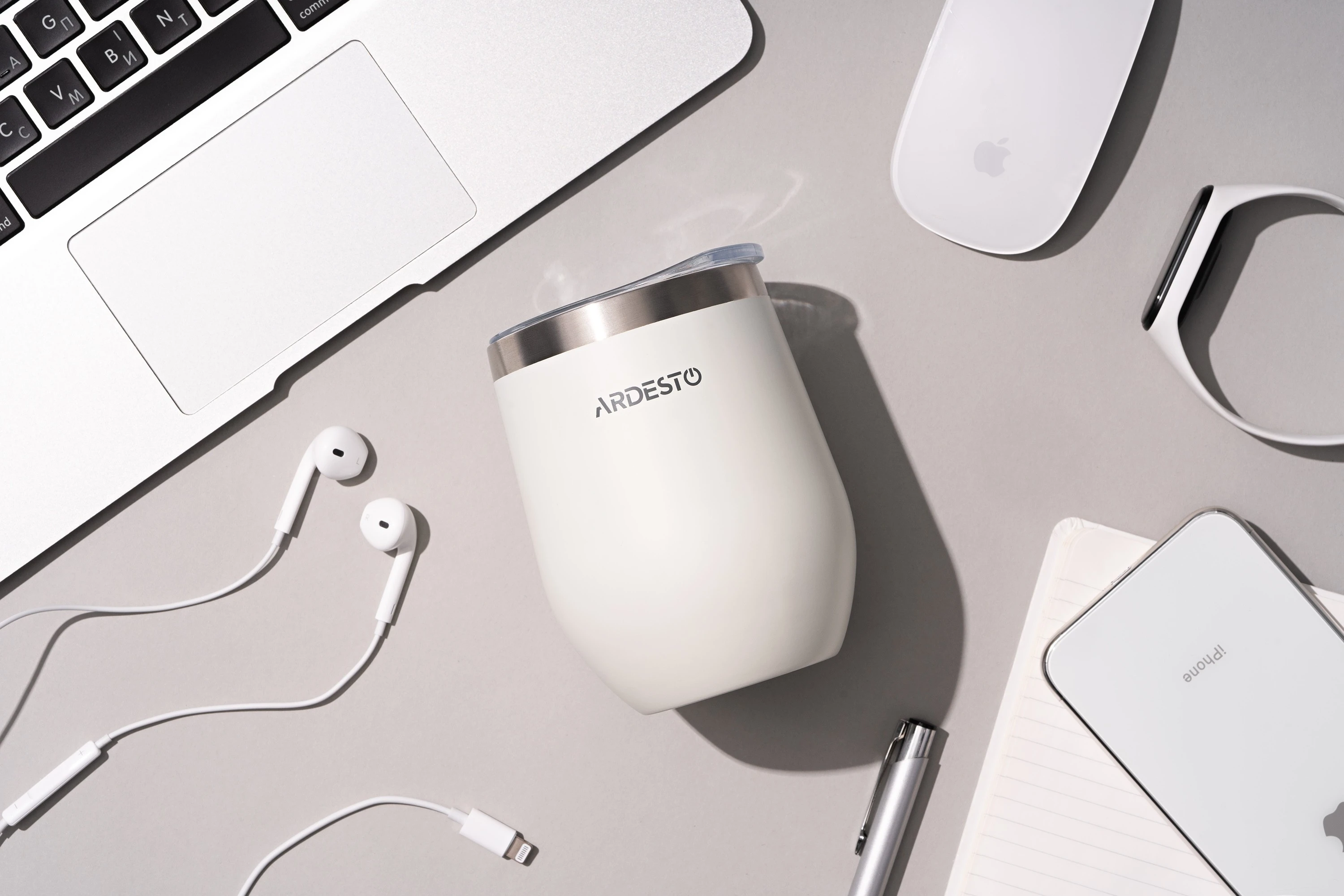 Термокухоль Ardesto Compact Mug, 350мл, нержавіюча сталь, білий - 3
