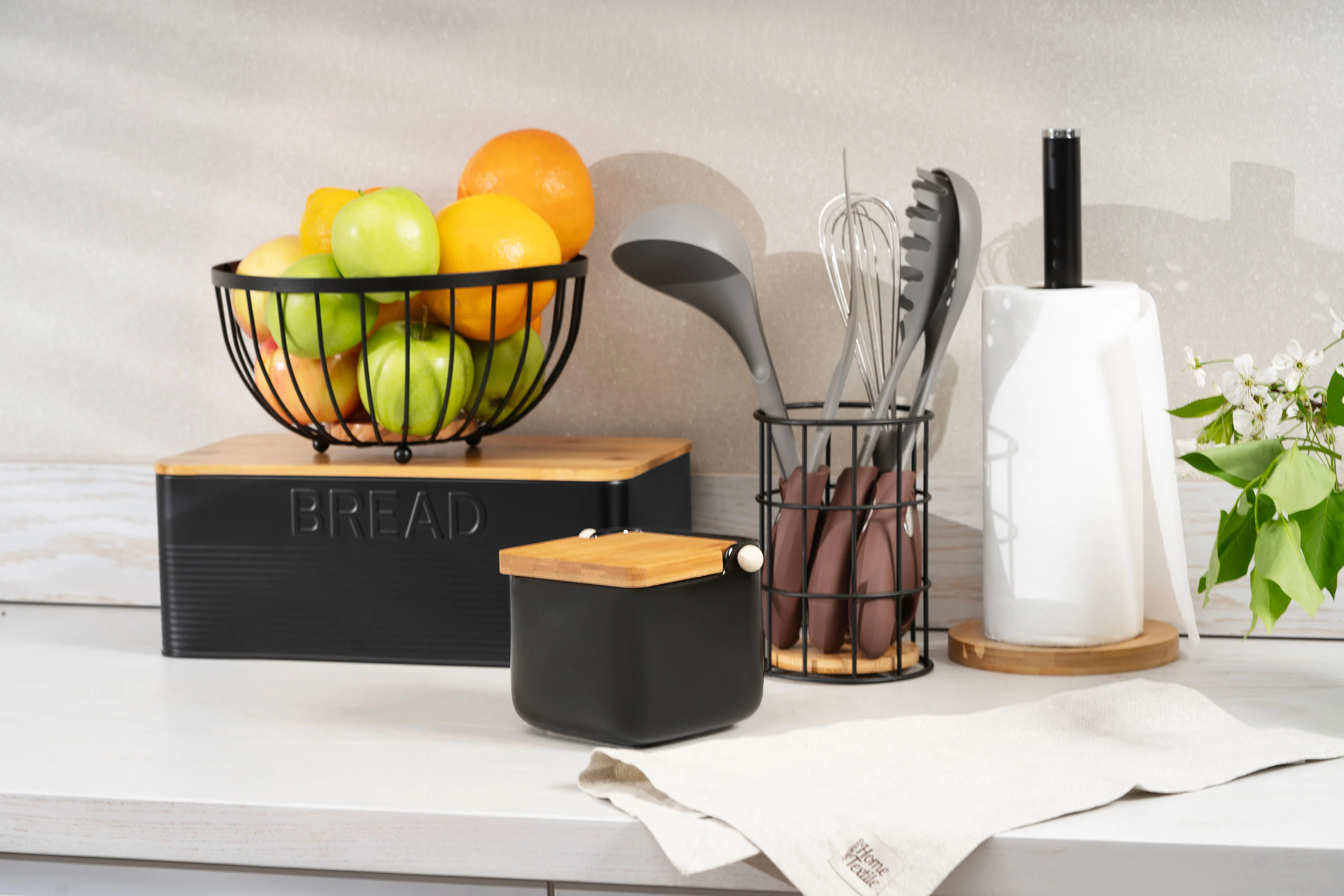 Хлібниця Ardesto Midori 33х18х12см, метал, бамбук, чорний - 2