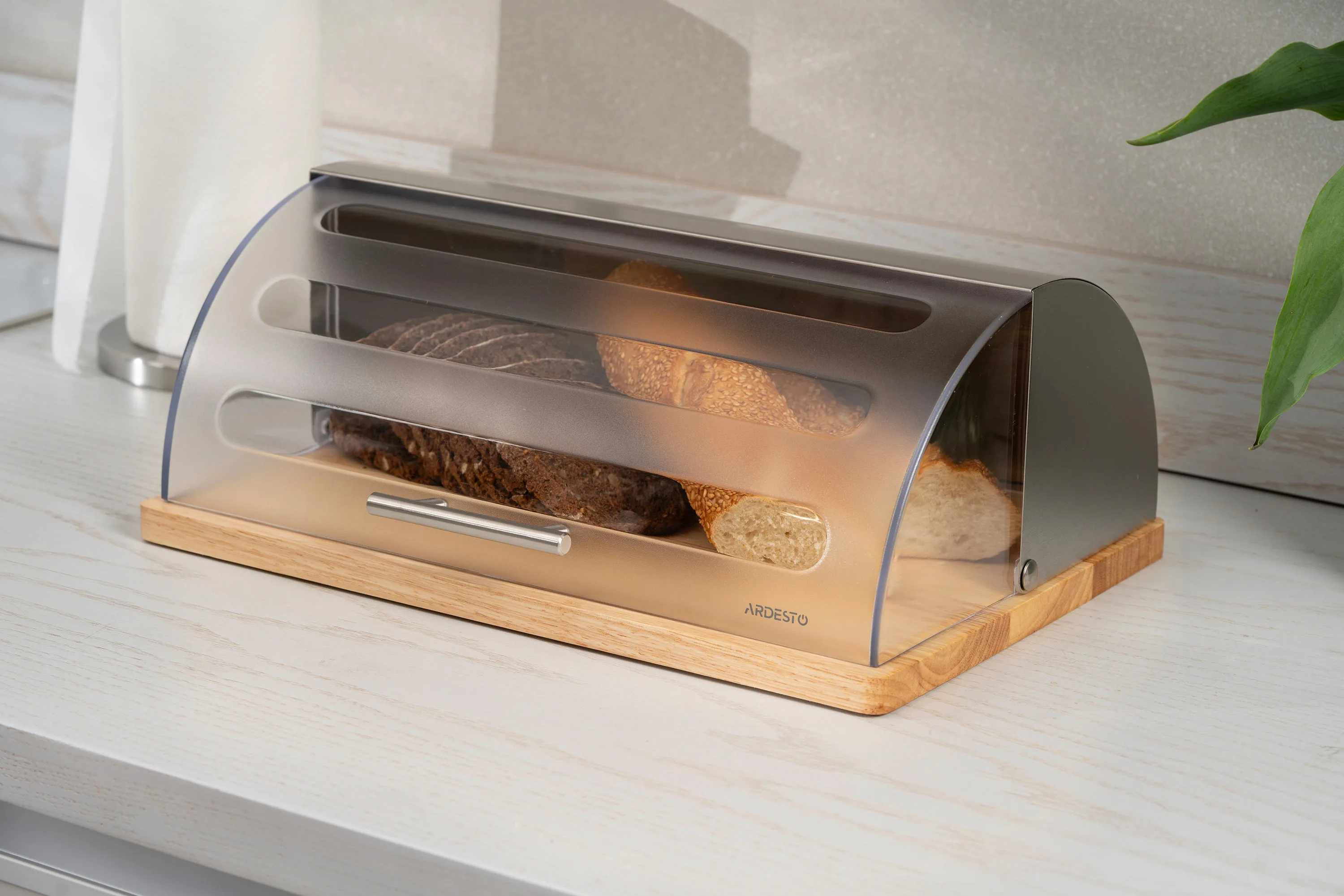Хлібниця Ardesto Gemini 39х27х15см, дерево, пластик, нержавіюча сталь - 2