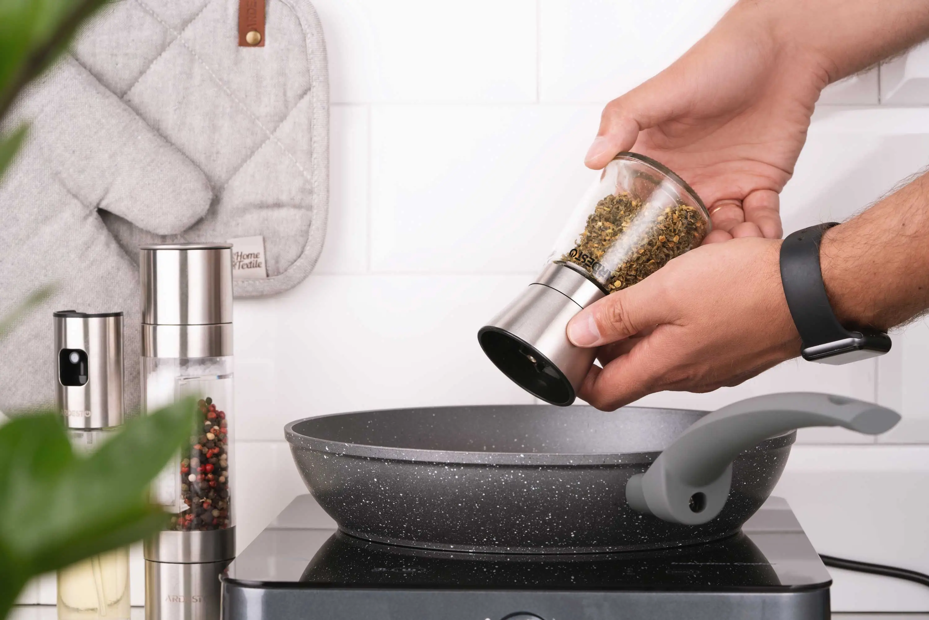 Млинок для солі та перцю Ardesto Gemini, 180мл, скло, нержавіюча сталь, прозорий - 2