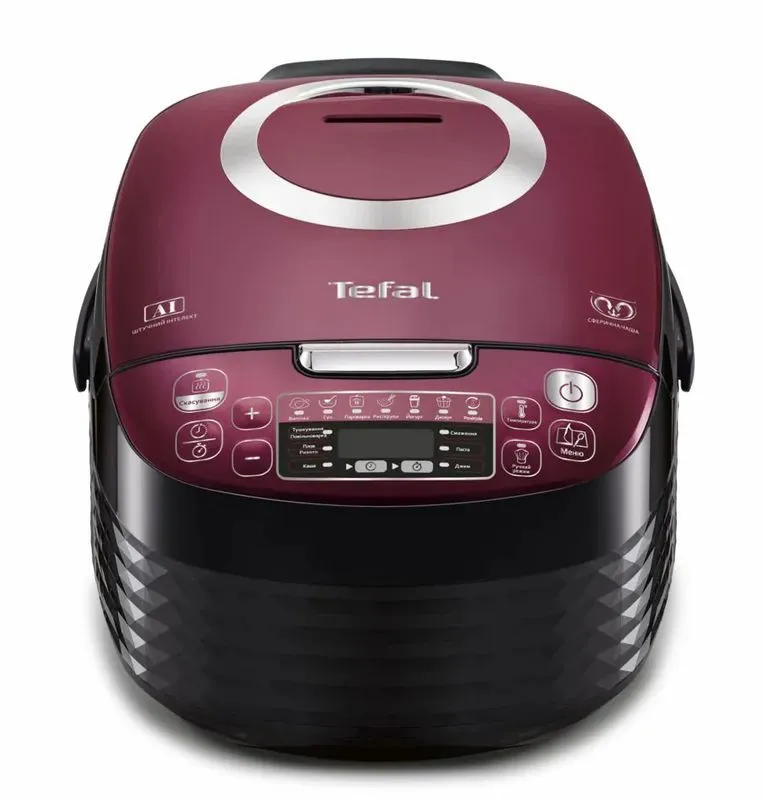 Мультиварка Tefal Spherical, 750Вт, чаша-4л, електронне керув., пластик, чорно-бордовий