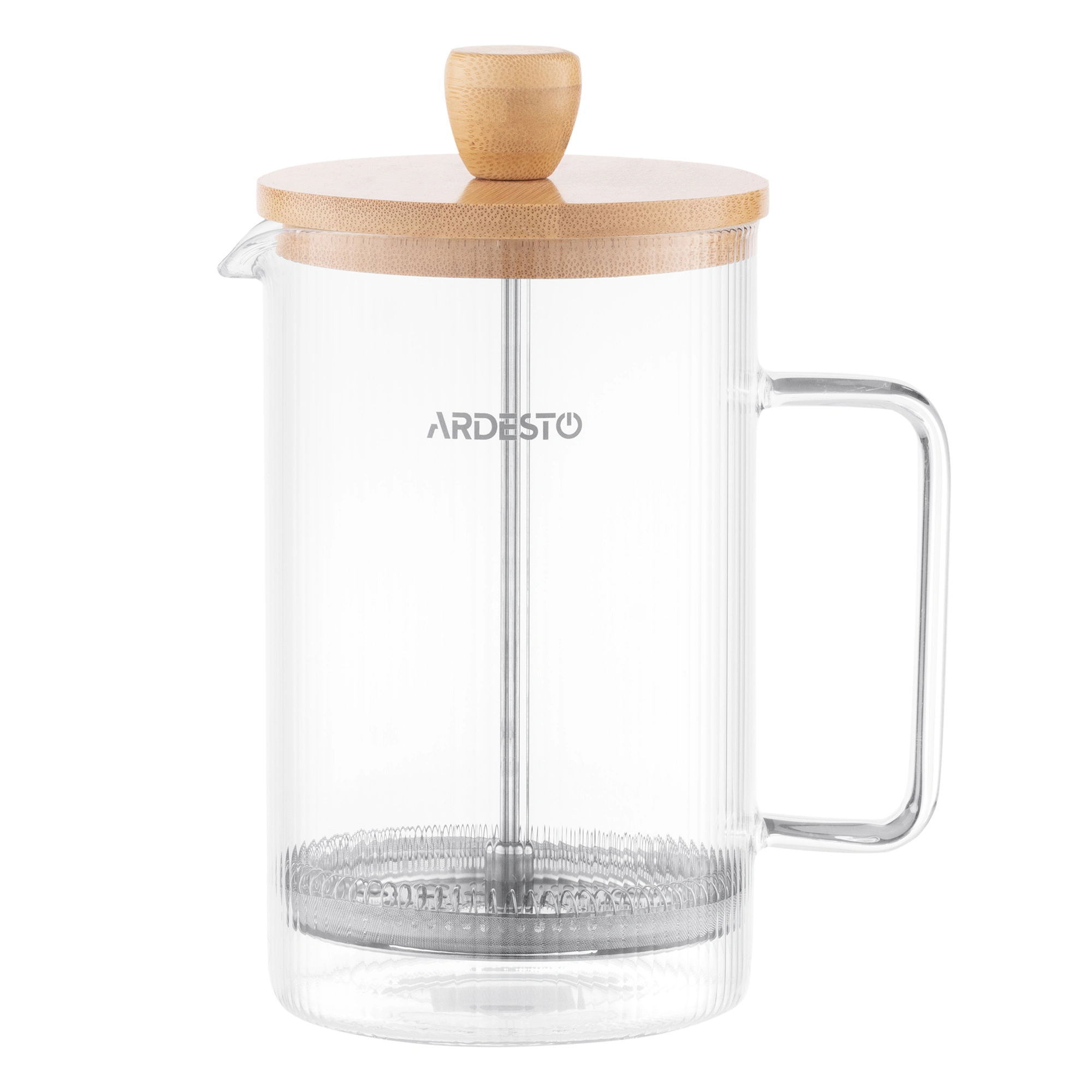 Френч-прес Ardesto Midori, 800мл, боросилікатне скло, бамбук, прозорий - 2