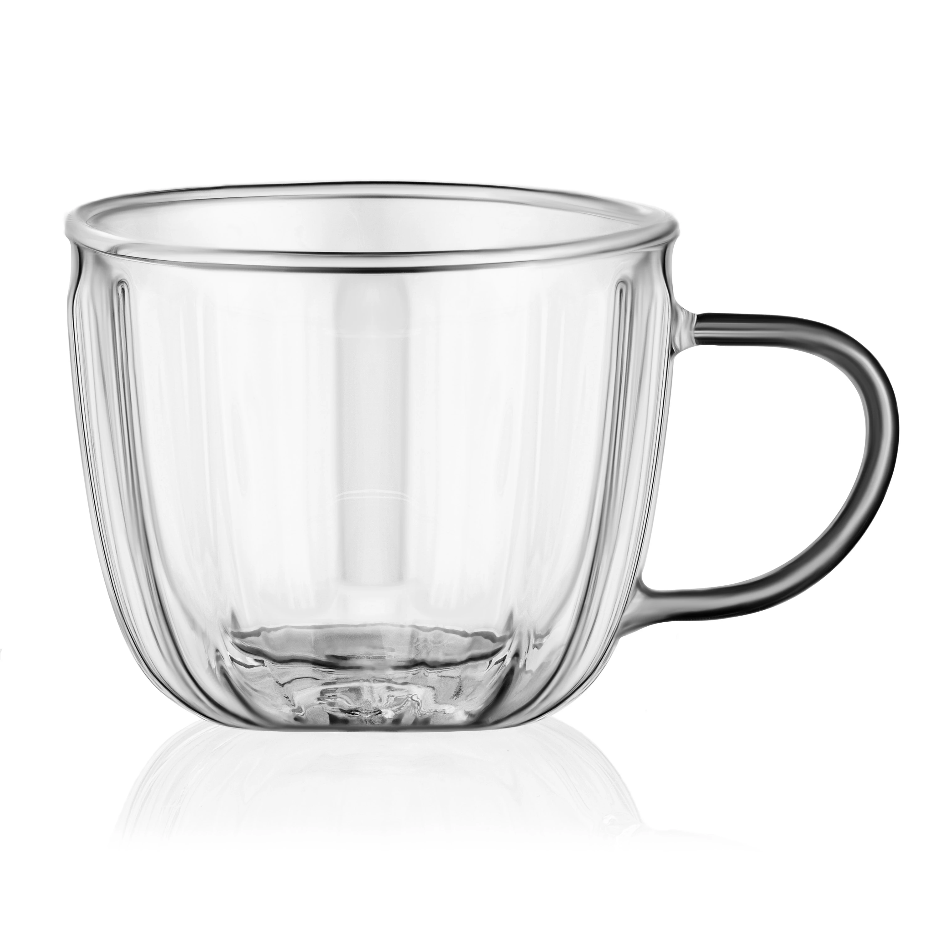Набір чашок з ручками і подвійними стінками Ardesto 350мл, 2шт, боросилікатне скло, прозорий