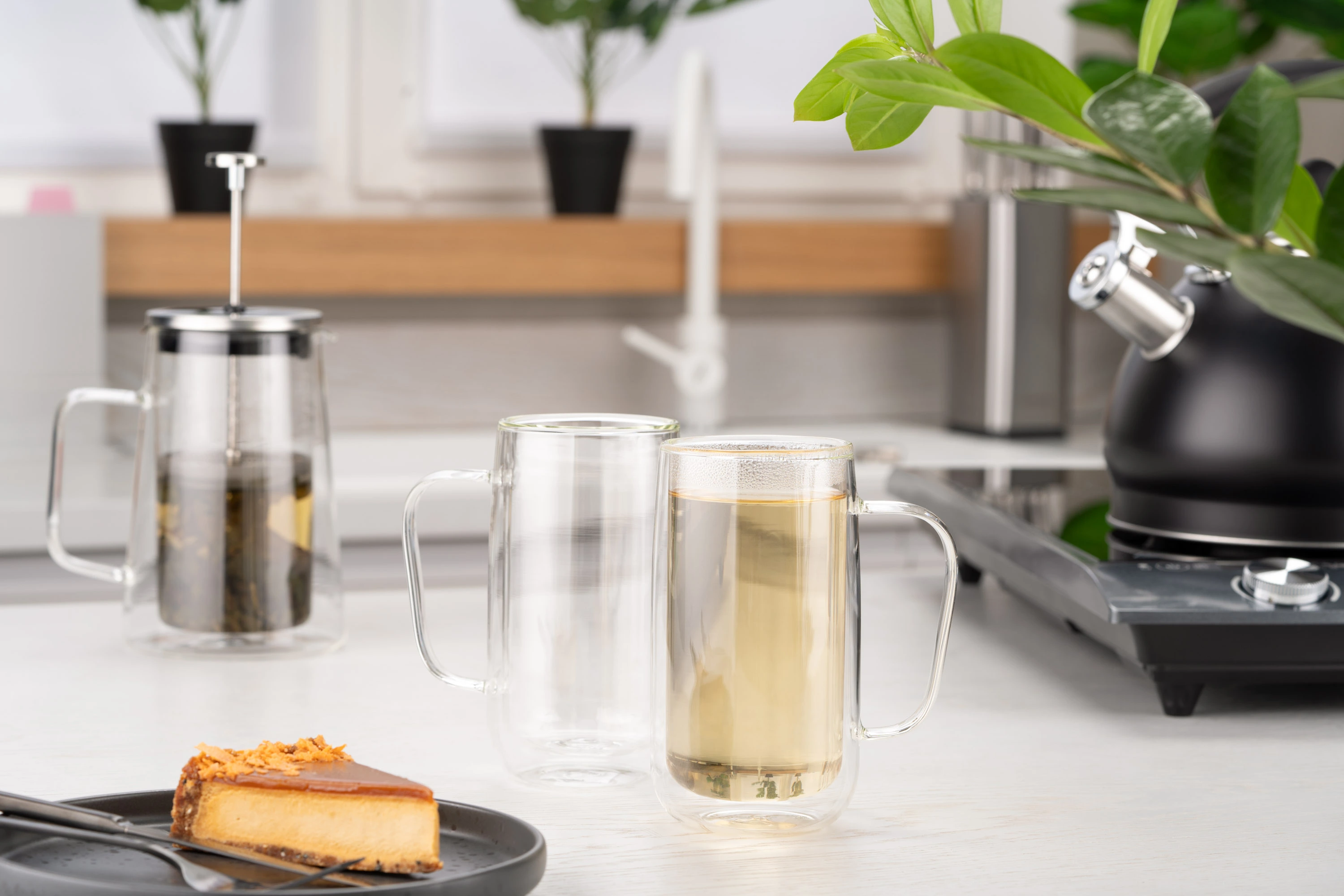 Набір чашок з ручками і подвійними стінками Ardesto, 400мл, 2шт, боросилікатне скло, прозорий - 2