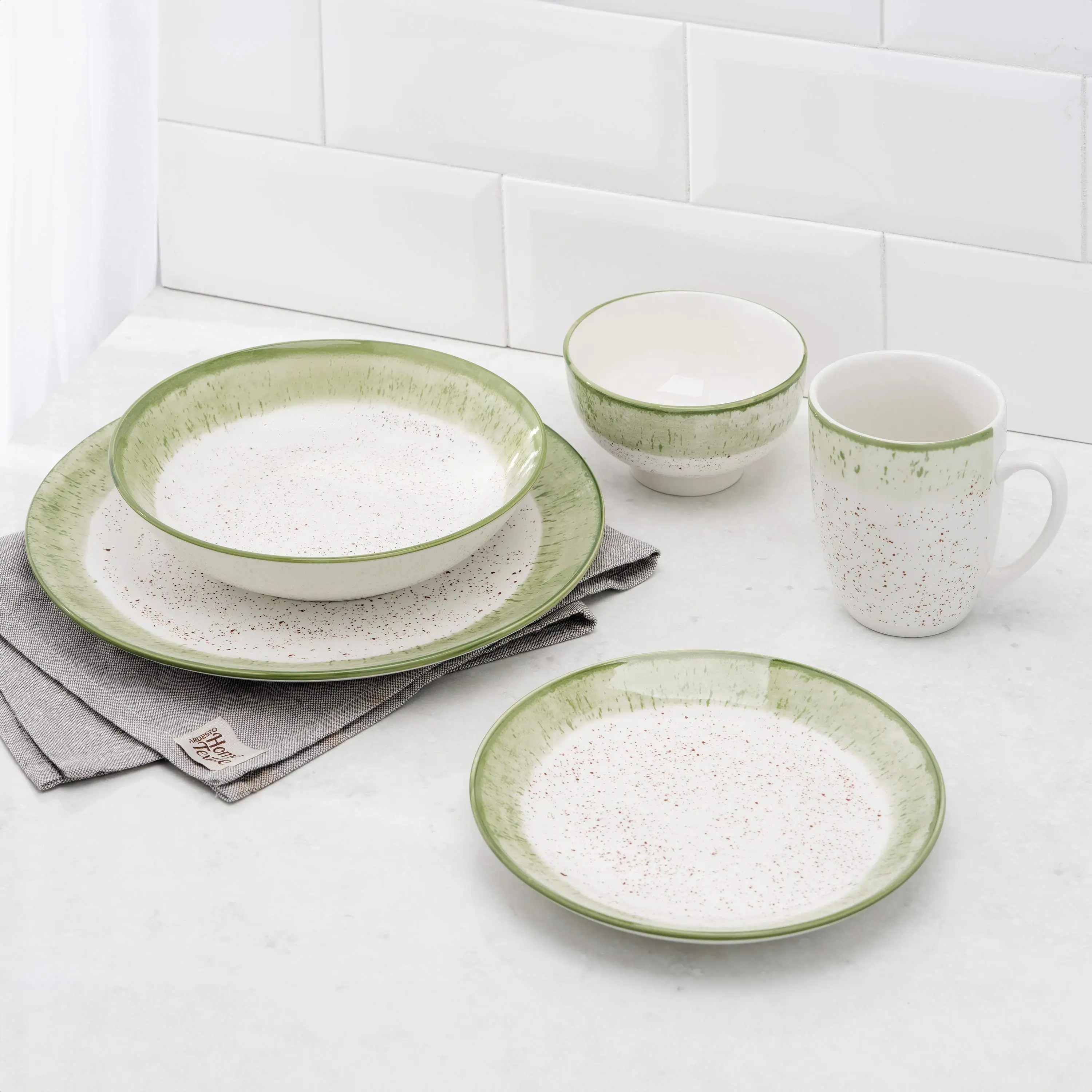 Чашка Ardesto Siena, 360мл, порцеляна,  біло-зелений - 2