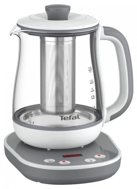 Електрочайник Tefal Tastea tea maker 1.5л, скло, заварник, біло-сірий - 2
