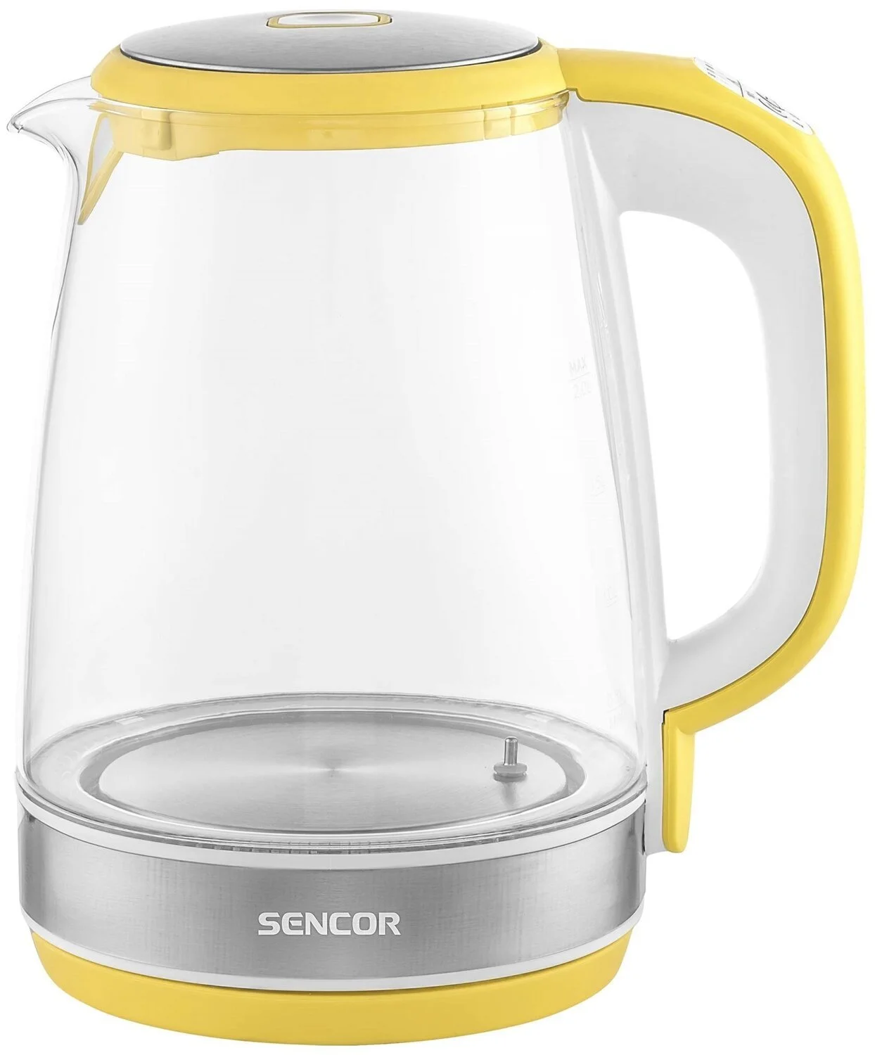 Електрочайник Sencor 2л, Strix, скло, 5 темп.реж, жовтий