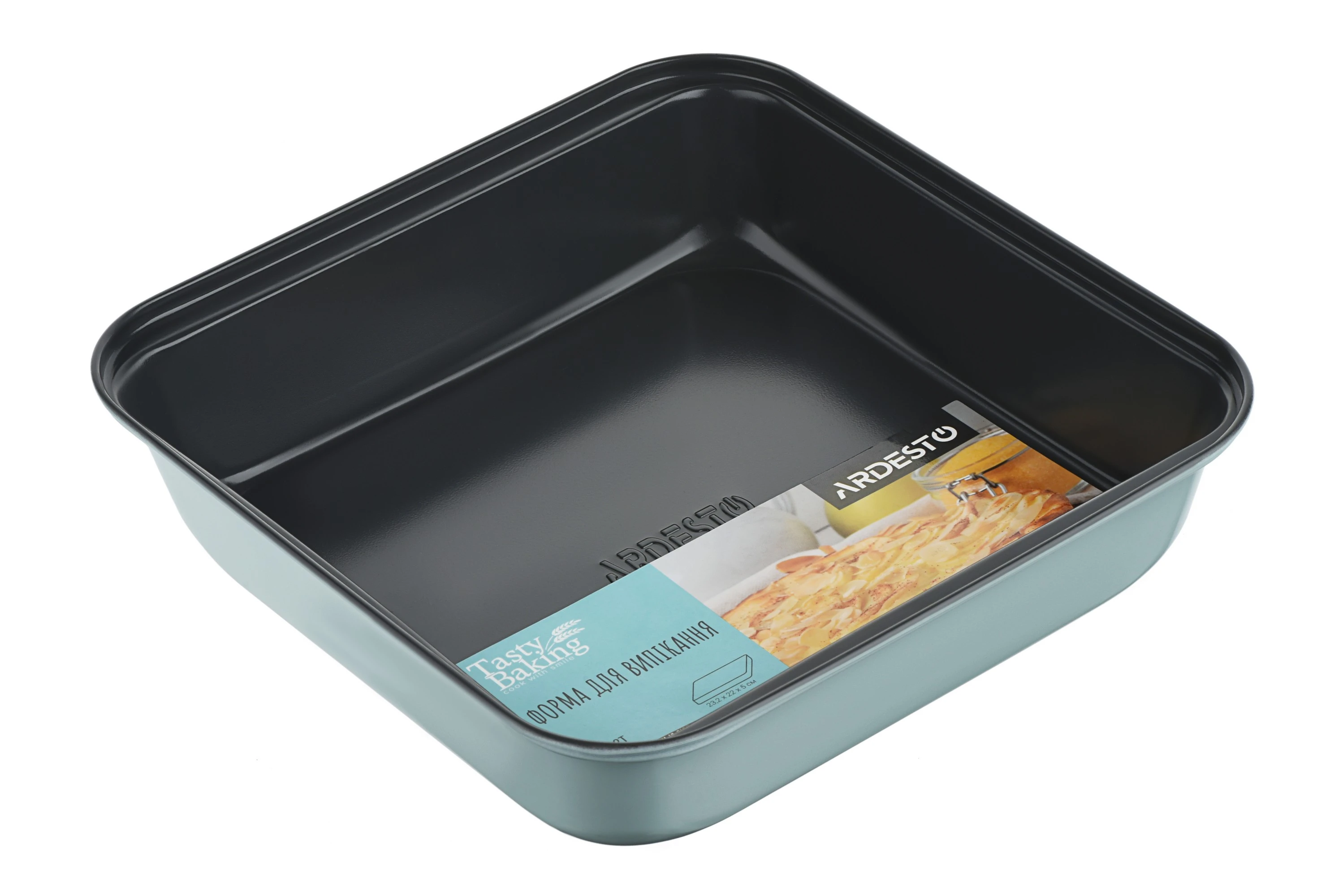 Форма для випікання Ardesto Tasty baking, 23.2х22х5см, вуглецева сталь, квадратна, сіро-блакитний - 2