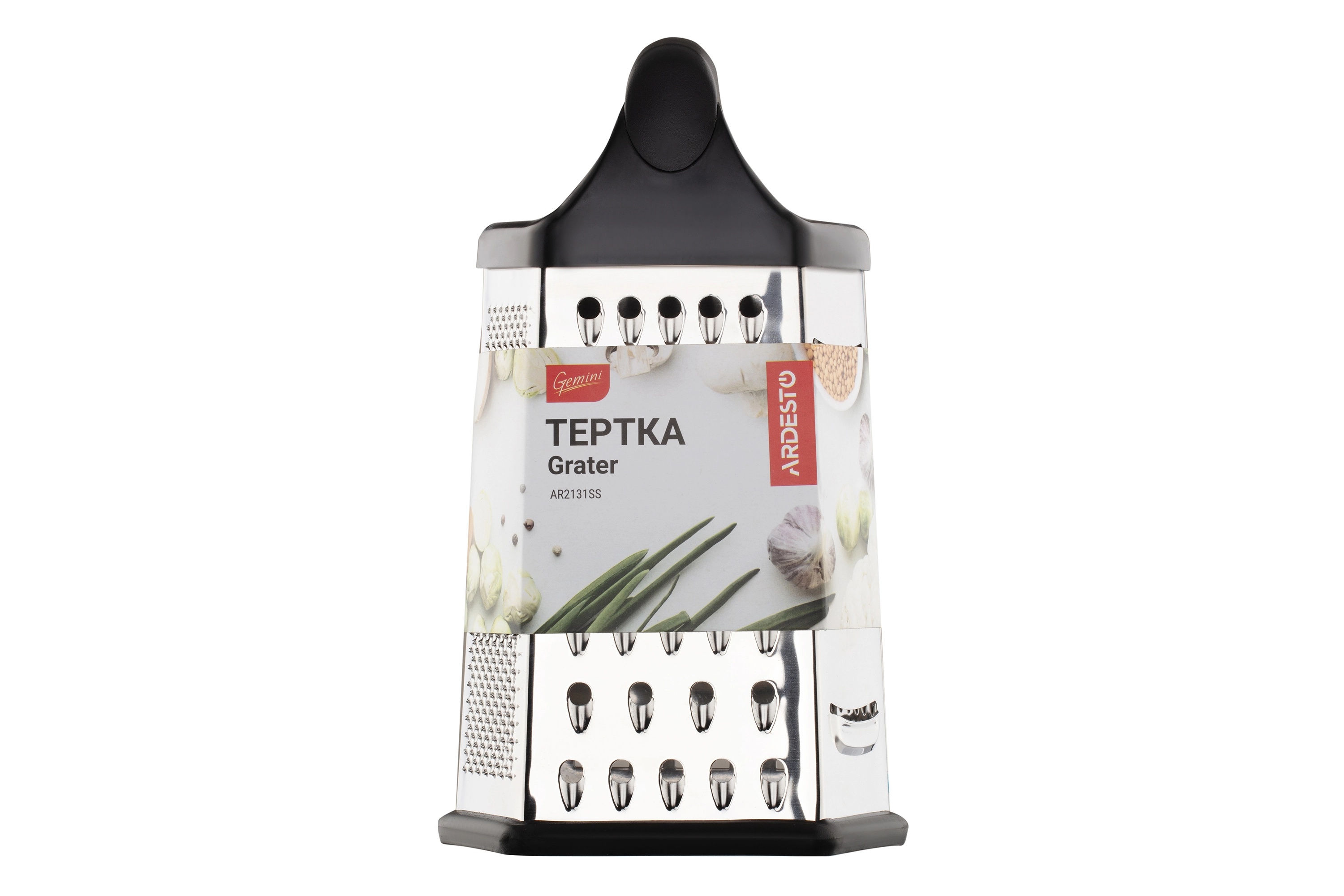 Тертка Ardesto Gemini, 23см, нержавіюча сталь, пластик, чорний - 2