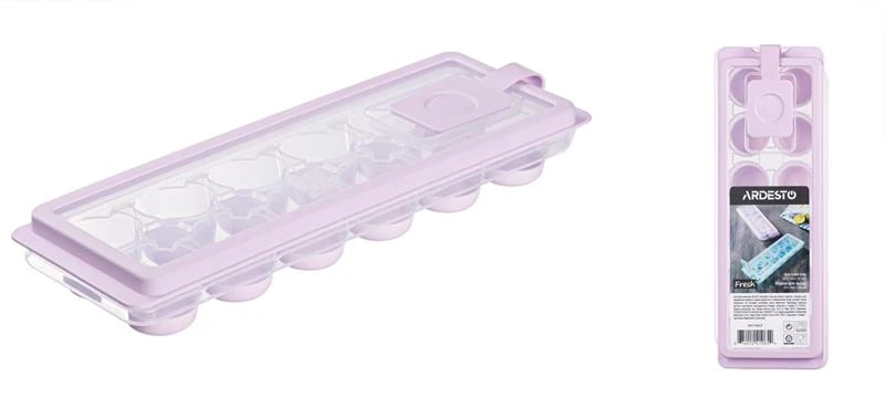Форма для льоду з кришкою Ardesto Fresh Cylinder, 27х9.5х3.8см, силікон, пластик, ліловий